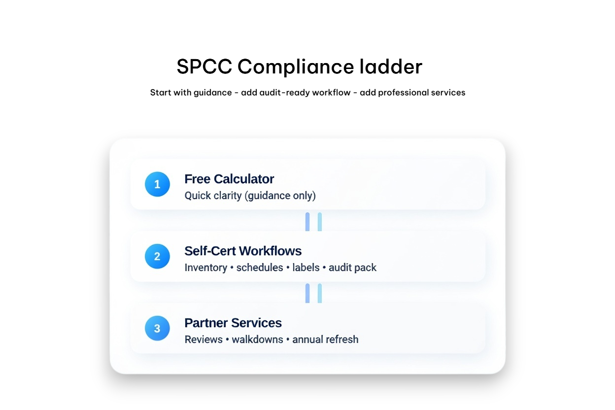 SPCC self-cert workflows illustration